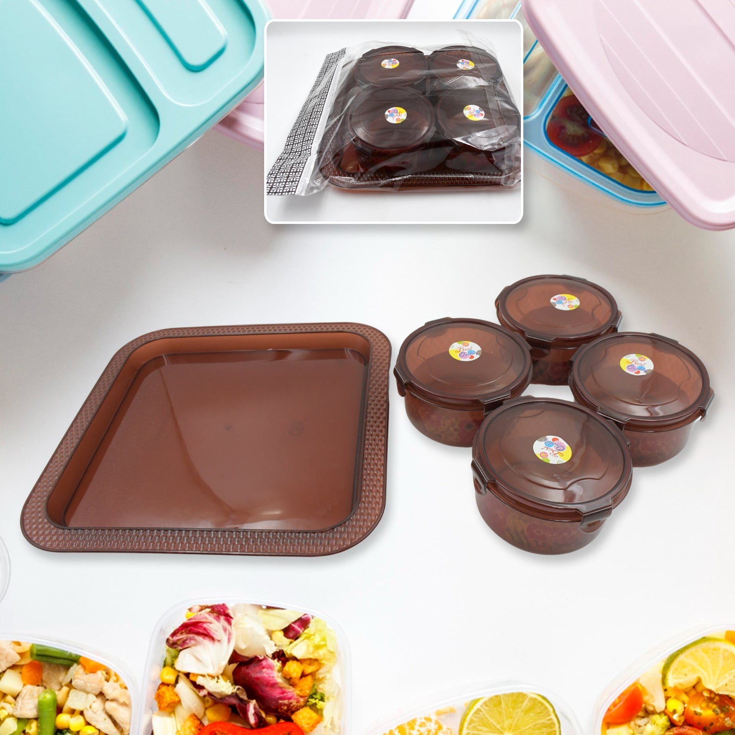 3646 Elegance Tray, Plastic Airtight 4 Pieces Storage Container and 1 Piece Serving Tray with Lids 3646 Elegance Tray, Plastic Airtight 4 Pieces Storage Container and 1 Piece Serving Tray with Lids